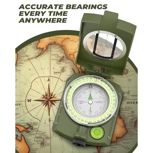 Sportneer Compass: Accurate Durable Lightweight Orienteering Compass with Strap and Carrying Case, Glow in The Dark Waterproof Hiking Essentials for Camping Backpacking, Best Survival Gifts for Kids