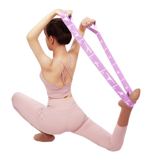 Xensamy Multi-Functional Slimming Resistance Bands Yoga Straps Elastic Stretching Band 12 Loops for Pilates, Latin Training, Dance, Gymnastics, Fitness, Ballet and Physical Therapy (Purple, 12 Grids)