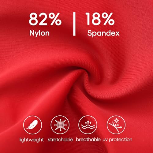 Kids Girls Boys Lined UPF 50+ Quick-Dry Stretch Swim Pants - Red / 14