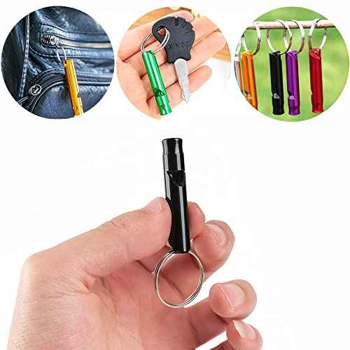 Tergy 50-200 Pieces Emergency Whistle with Keychain Aluminum Survival Whistle Key Chain for Camping Hiking Boating Hunting Fishing