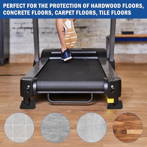 6 Pack 4x4x0.2 Inch Non-Slip Treadmill Mat Pads for Floor Protection