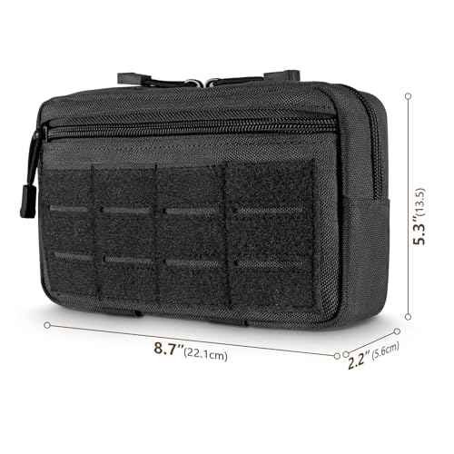 Tactical Molle Admin Pouch Utility Laser Cut EDC Tool Pouch Bag Horizontal Modular Pouches Include US Flag Patch and Keychain