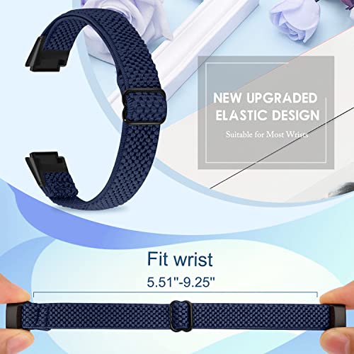Elastic Nylon Replacement Wristbands for Fitbit Luxe Sport Loop 5 Pack - Black, Burgundy, Indigo, Blue, Beige