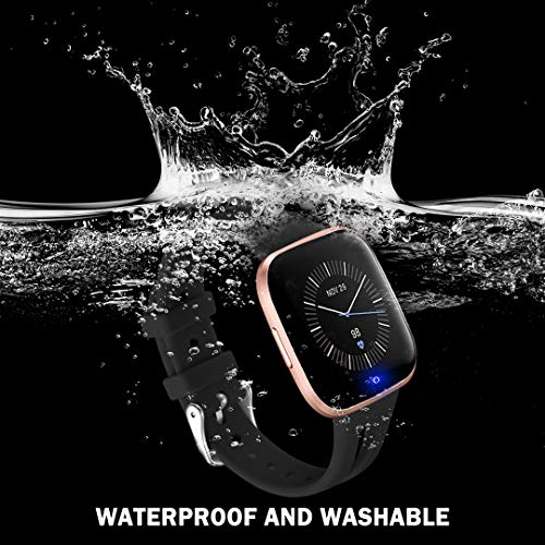 Large Black Silicone Fitbit Versa 2 Bands for Women Men - Comfortable & Durable