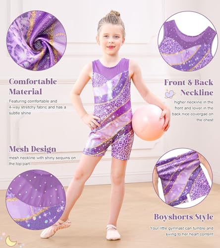 Girls Gymnastics Leotard with Sequin Mesh Splice - 2-3T / Leopard Pattern