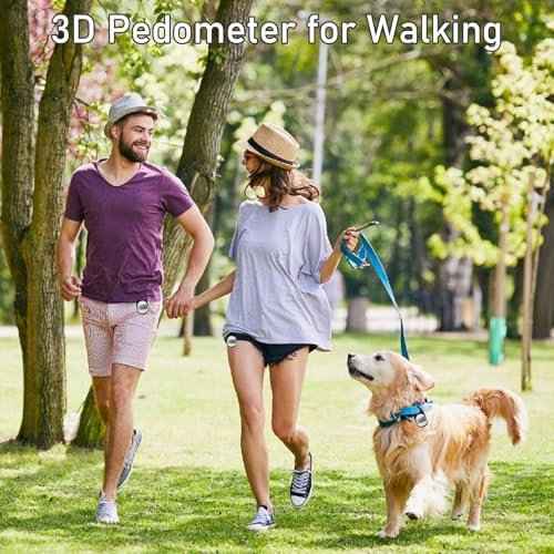 3D Pedometer with Carabiner, Accurate Step Tracker, Step Counter, Distance Tracker, 7 Days Memory, Calorie Counter for Men Women Kids Seniors