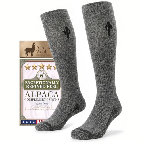Heat Equation Alpaca Compression Socks for Men & Women - Large X-Large Charcoal Gray, 15-20 mmHg Knee High Circulation Support