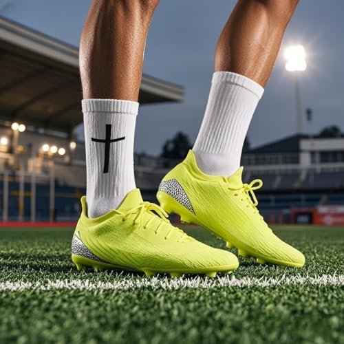 3 Pairs Cross Grip Soccer Socks for US 6-13 - Anti-Slip Christian Socks with Bible Verse