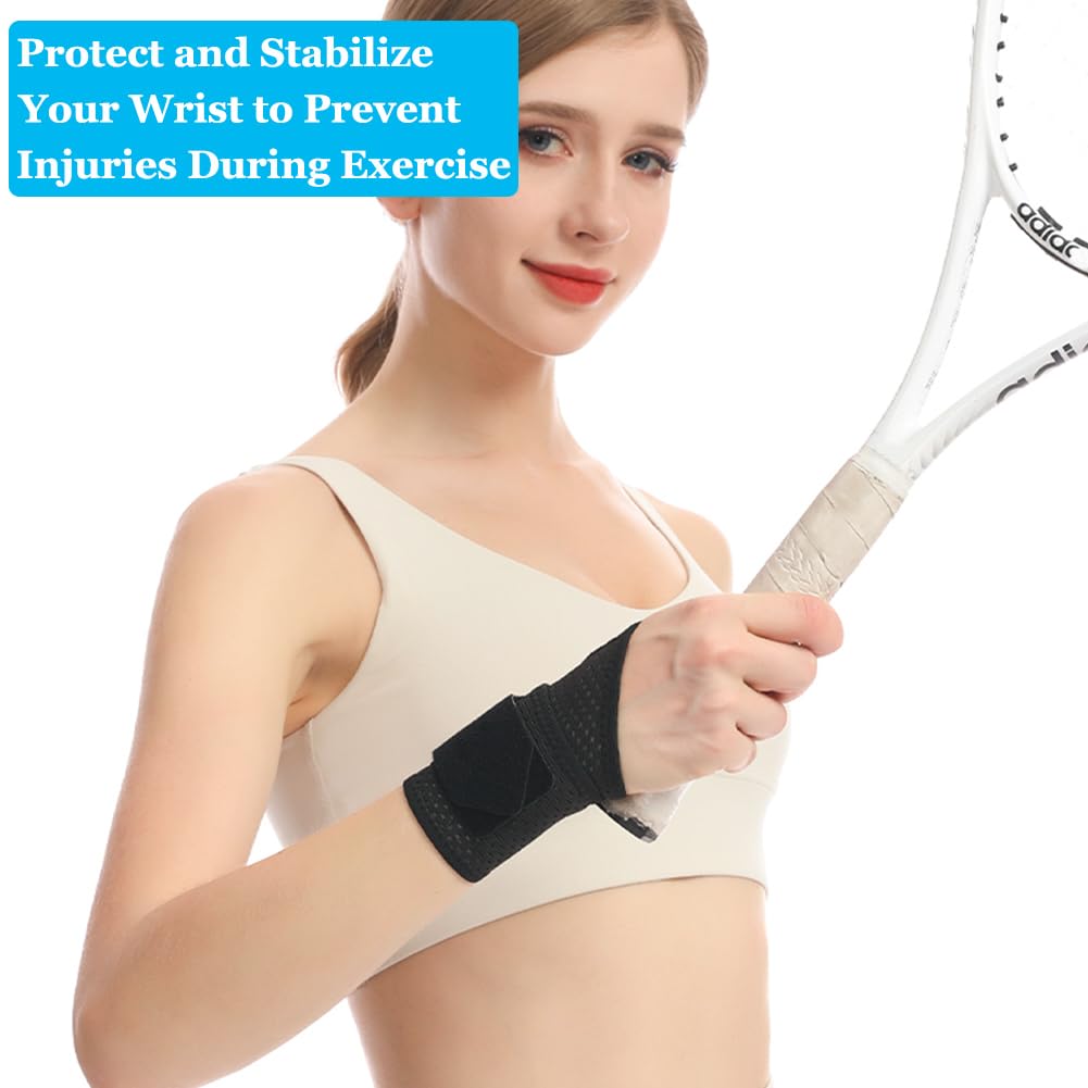 Ultra-Thin Wrist Brace (2Pack), Breathable Mesh Wrist Wraps Support for Tendonitis, Arthritis, Carpal Tunnel Pain Relief, Adjustable Wrist Compression Strap for Workouts & Daily Use, Fits both hands