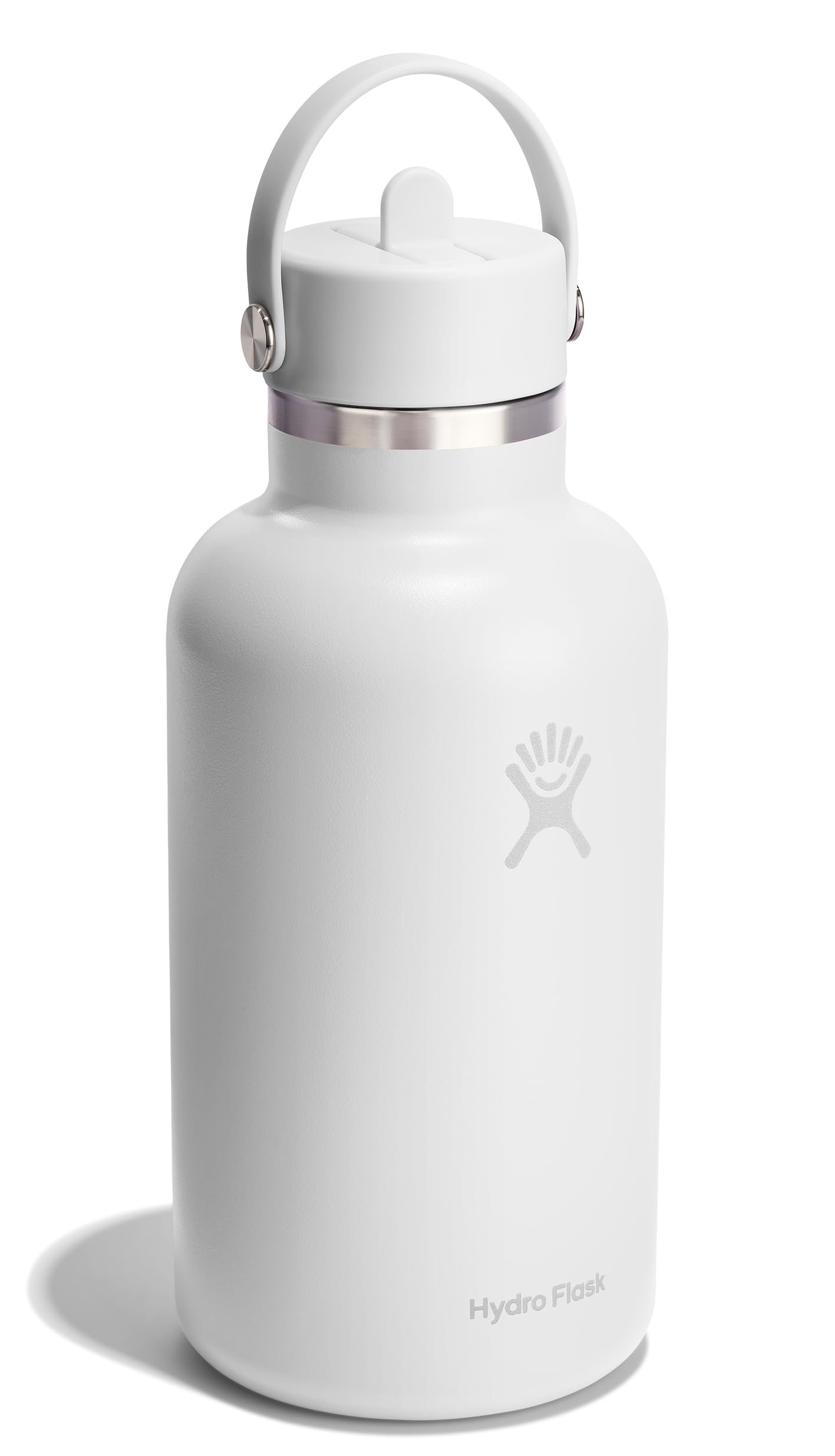 Hydro Flask Water Bottle - Insulated Stainless Steel - Wide Straw Lid, Non Spill, Leakproof in 64 Oz Tonal White