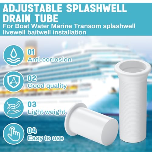 Yaocom 1-1/4 Inch Adjustable Marine Splashwell Drain Pipe for Boat Water Overflow