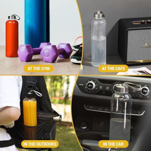 Novelinks 6 Pack 27oz Clear Reusable Water Bottles with Airtight Lids