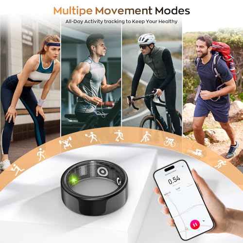 Smart Ring with Sleep Monitoring, Step Counting, Heart Rate, Blood Oxygen for iOS and Android, No Subscription Fee, IP68 Waterproof Health Tracker (Gold, 7)