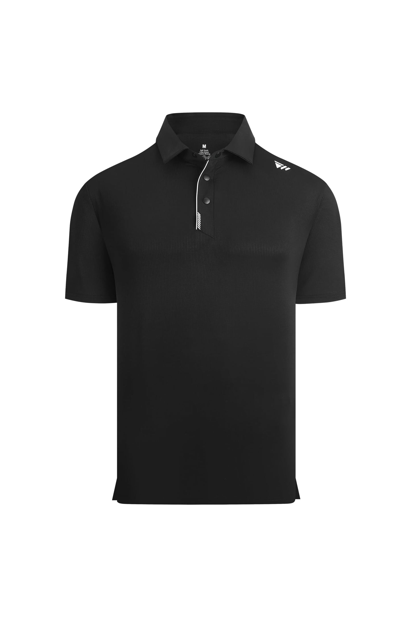 WARHORSEE Golf Shirts for Men Short Sleeve Breeze Dry Fit Performance Moisture Wicking Golf Polo Shirt for Men,Black,L