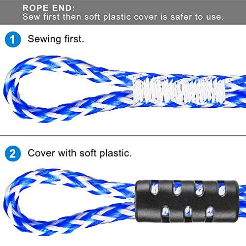 Self Centering Boat Tow Harness for Tubing - Blue-White 18 Inch Quick Connector Pair