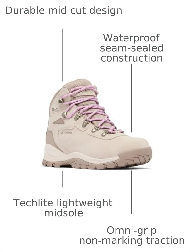 Columbia Womens Newton Ridge Plus Waterproof Amped, Dark Stone/Cosmos, 10 Wide