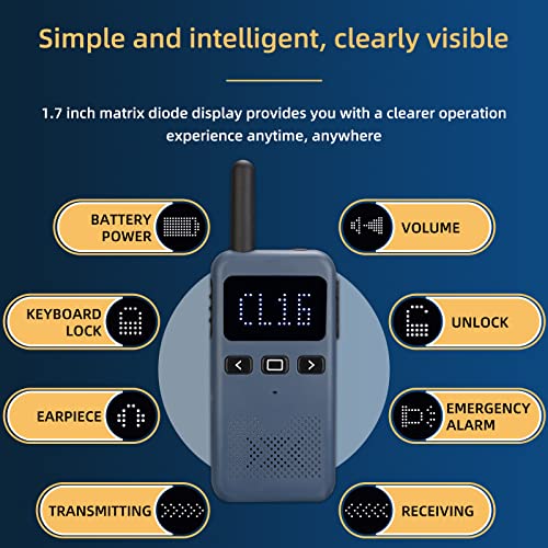 Compact Rechargeable Walkie Talkie for Adults - 22 Channels, Long Battery Life