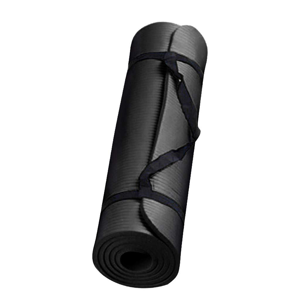 Yoga Mat with Strap 5mm Thick Non Slip Anti-Tear High Density Exercise Mat with Carrying Strap Hot Yoga Mat for Fitness, Home Yoga, Gym, Stretching, Workouts, Floor, Pilates