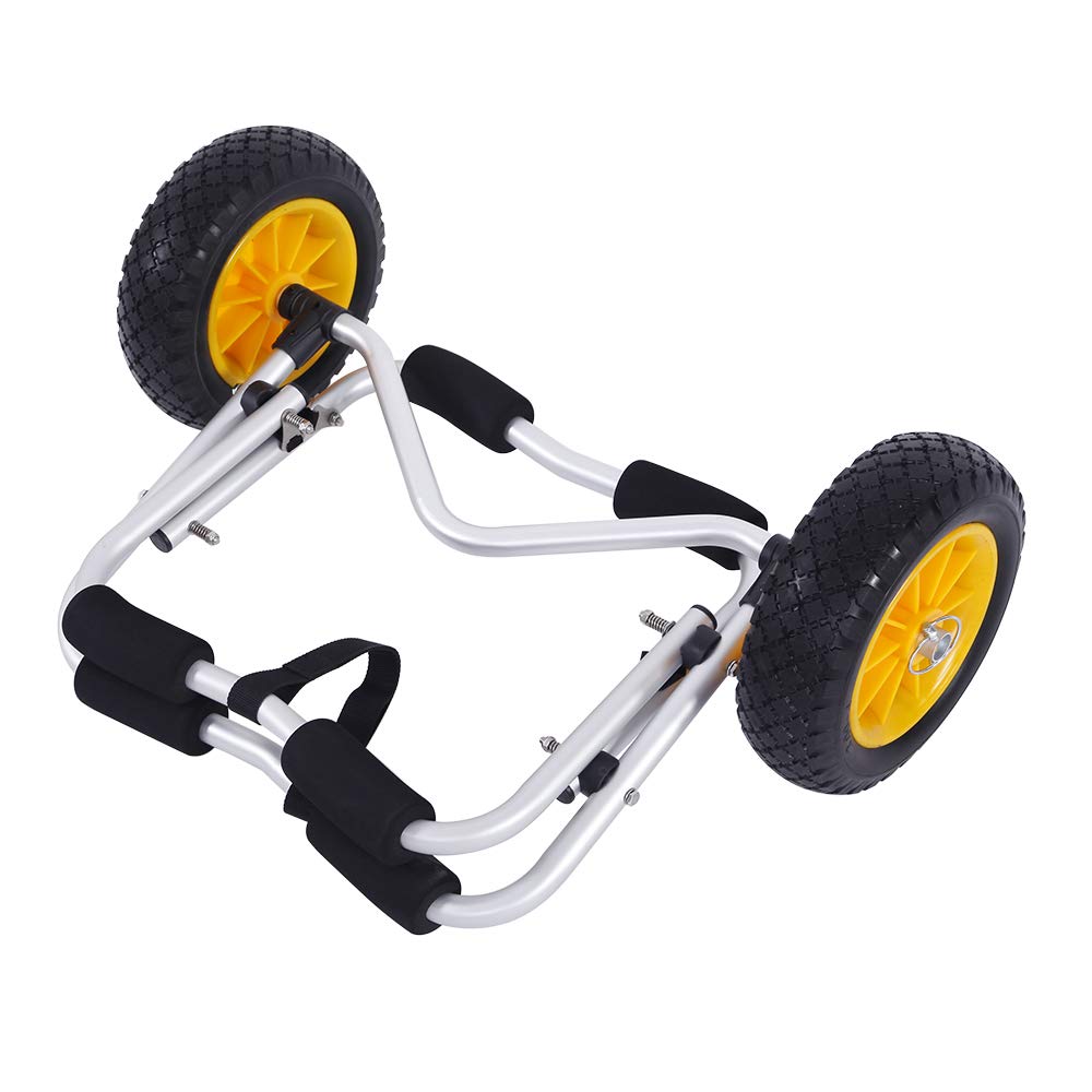 Kayak Cart, 1.5MM Bend Aluminum Alloy Canoeing Trailer Cart,Light and Practical Boat Kayak Canoe Cart Carrier Dolly Trailer Tote Trolley Transport,Silver