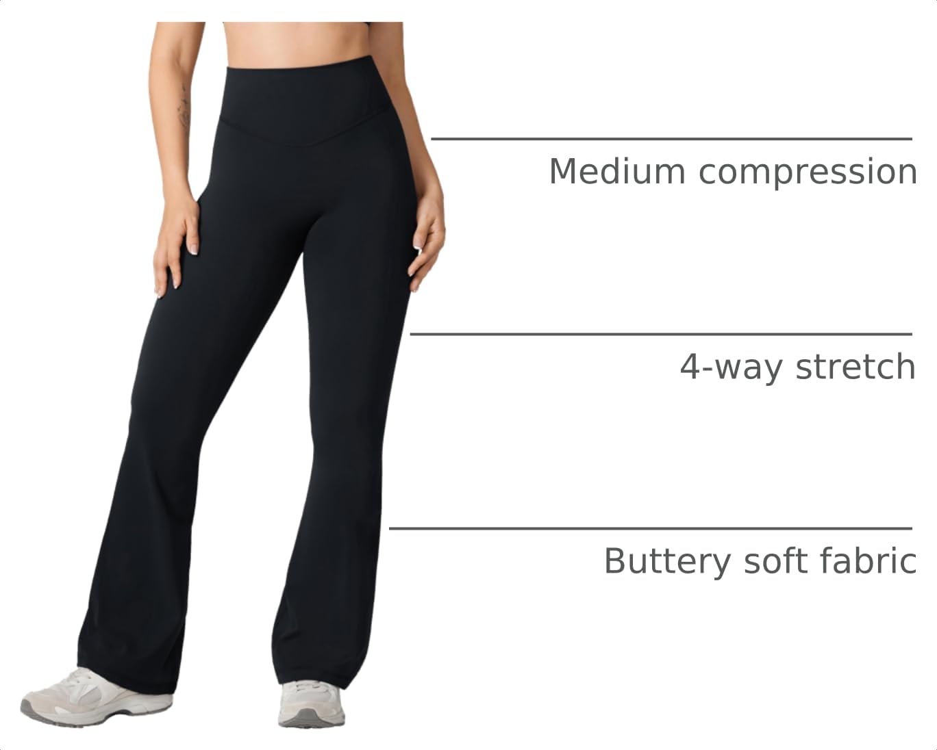 UNISSU Hugcurve No Front Seam High Waisted Flare Leggings for Women Bootcut Yoga Pants Buttery Soft Lounge Workout - 31.5'' Black Large