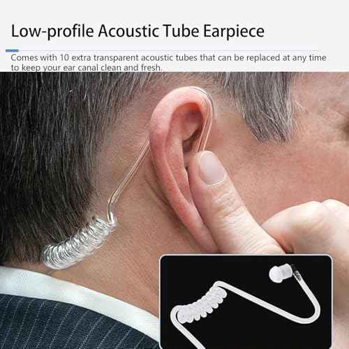 Retevis Radio Earpiece, Additional Acoustic Tube and Soft Silicone Earbuds(5 Pairs), for RT22 RT21 H777, Compatible with Baofeng Pxton Kenwood Two Way Radio, Walkie Talkie Earpiece with Mic(10 Pack)