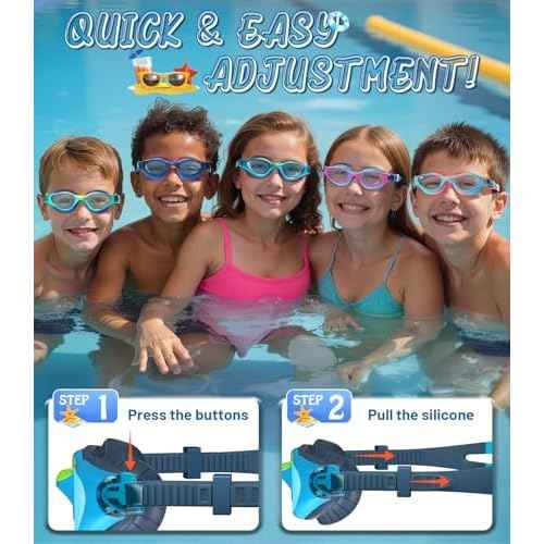 Swim Goggles for Kids 6-14, Anti-Fog UV Protection Clear Swimming Goggles, Leakproof Pool Swim Goggles for Boys Girls