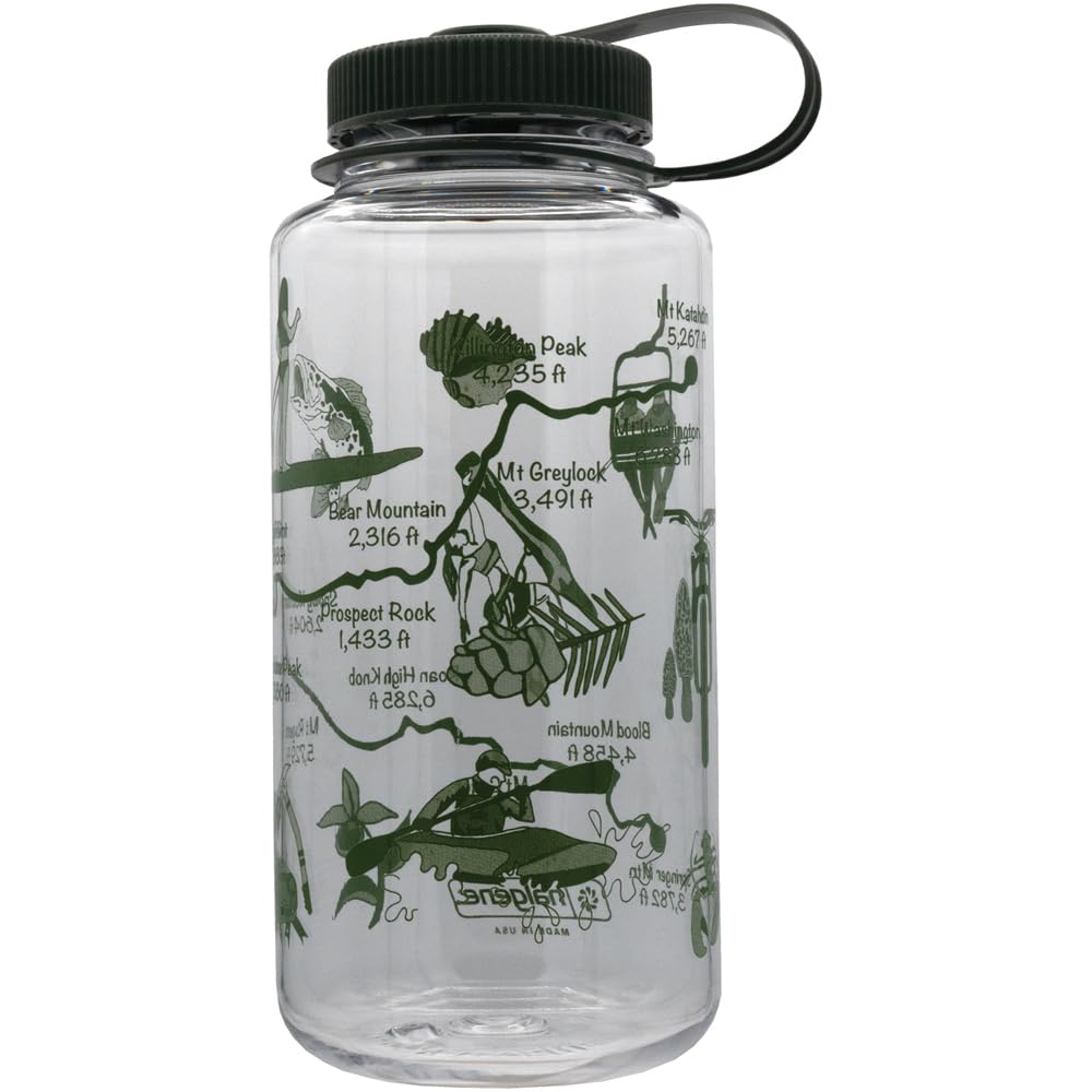 Nalgene 32 oz Wide Mouth Water Bottle | BPA-Free, Durable & Leak Proof- Geographical Bottle Design, East Coast Clear