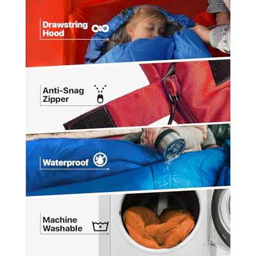 MalloMe Sleeping Bags for Adults Cold Weather & Warm - Backpacking Camping Sleeping Bag for Kids 10-12, Girls, Boys - Lightweight Compact Camping Essentials Gear Accessories Hiking Sleep Must Haves