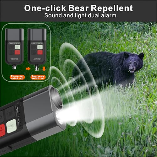 Black Rechargeable Electronic Whistle with LED Flashlight & Bear Horn - 125dB Loud, 4-Level Volume, IPX5 Waterproof