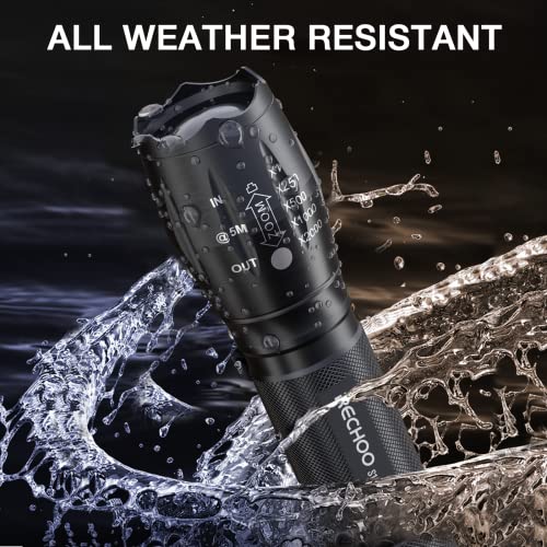 RECHOO Tactical Flashlight 4 Pack - Bright Zoomable LED Emergency Camping Light