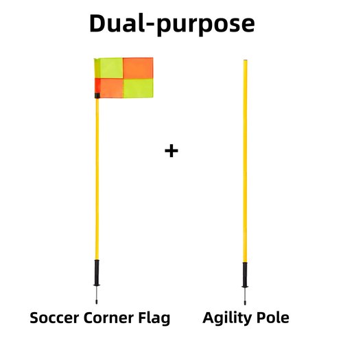 Desyeryamimi Soccer Corner Flags Set of 4 for Soccer Field, Adjustable Spring Loaded Soccer Flags Agility Training Poles Soccer Sticks, Speed and Agility Training Equipment with Storage Bag-5FT