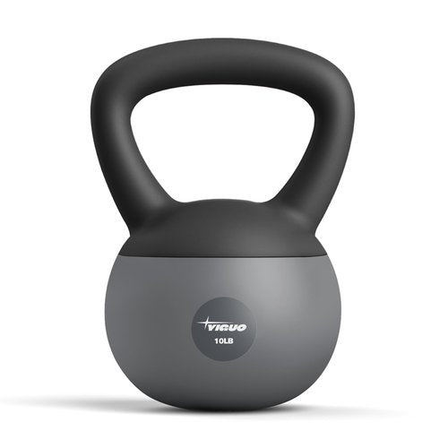 Soft Kettlebell, 10 lb Kettlebells Anti-Slip Grip Weight for Home Workouts, Cushioned soft-Sided Base, Safe Strength Training Kettlebell for Women & Men & Beginners (Grey)