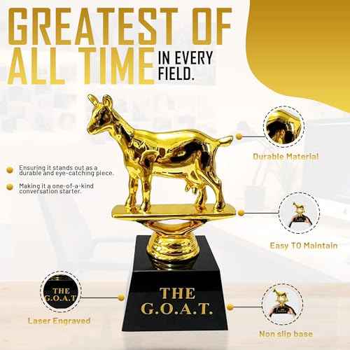Vaulted Skulls & Co Goat Trophy | Greatest of All Time Trophy (G.O.A.T) | G.O.A.T Trophy | Sports Team Trophies | Funny Office Trophy | Gold/Black