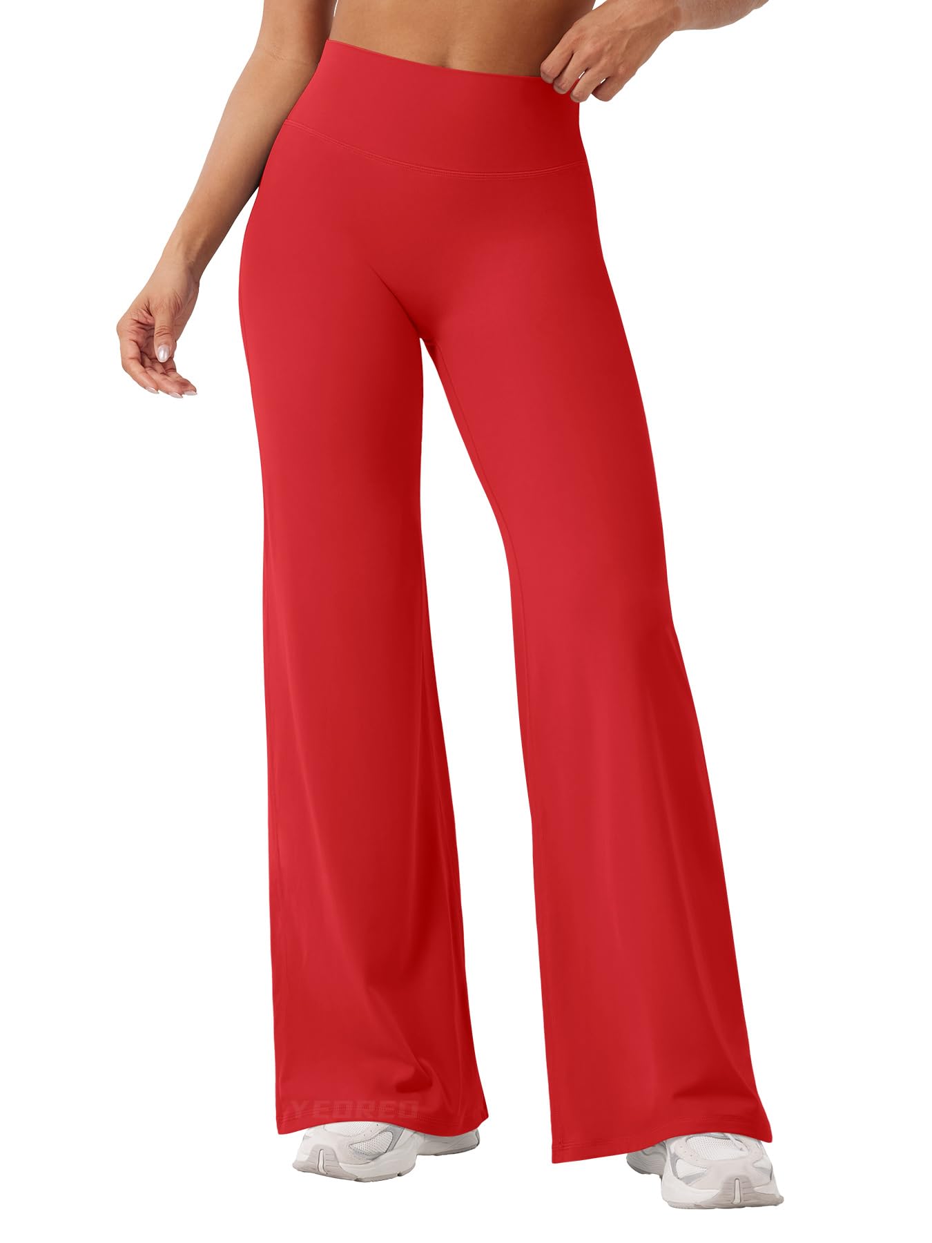 YEOREO Workout Leggings Womens No Front Seam Straight Leggings 31.5" High Waist Buttery Eddiy Gym Yoga Pants Red XL