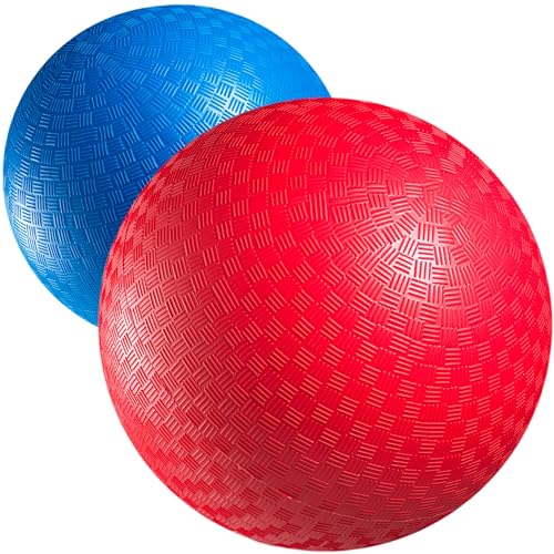 8.5-Inch Red & Blue Kickballs Set with Hand Pump - Playground Balls 2-Pack