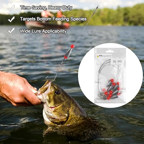 Saltwater & Freshwater 1/2 oz Steel Carolina Fishing Rig - 5 Pieces