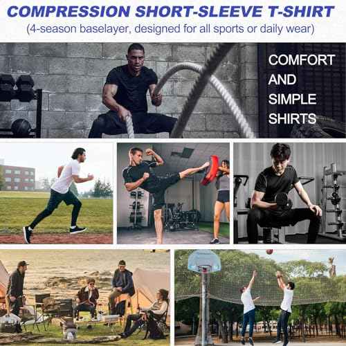 SPVISE Men's Compression Shirts Short Sleeve Workout Gym T-Shirt Running Tops Cool Dry Sports Base Layer Athletic Undershirts