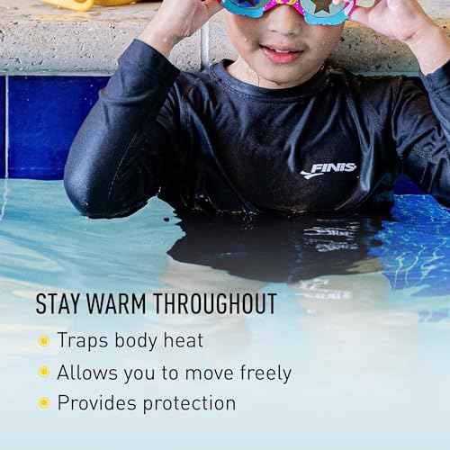 FINIS Thermal Swim Shirt - Heat-Retaining BiPoly Fabric - UPF 50 & Up UV Protection - Chlorine Resistant - Youth