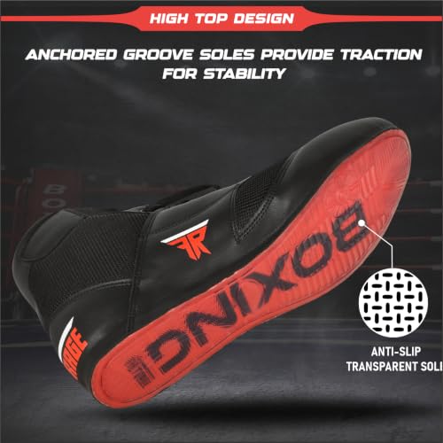Unisex Boxing Shoes for Training 11.5 Women / 10 Men Black Lightweight Kickboxing Shoes - Leather & Mesh