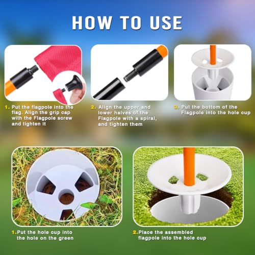 Mini Golf Flagstick Set with Double-Sided Number Flags 3Ft Orange for Yard Practice - 2 Pack Variation of ORANGE
