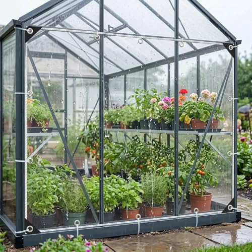 8x8ft Heavy Duty Waterproof Clear PVC Tarpaulin with Grommets - Greenhouse, Patio Cover