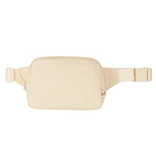 C.C Large Fanny Pack – Multi-Color Belt Bag, 100% Polyester, Adjustable Strap, Lightweight Waist Pack (Beige)