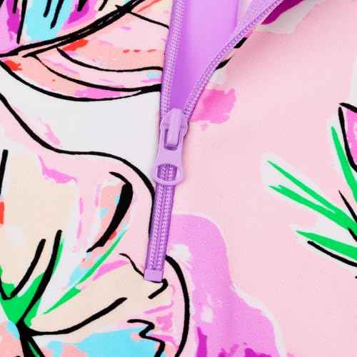 TFJH E 1PCS Long Sleeve Girls Bathing UPF 50+ Rash Guard Suits Swimsuts Zip 3-14Y