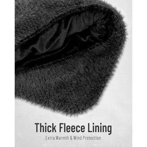 Winter Fleece-Lined Beanie with Earflaps,Warm Windproof Beanie Hat for Men & Women