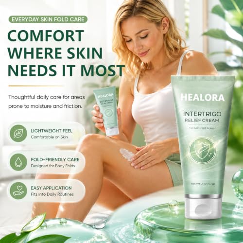 HEALORA Intertrigo Cream 2 oz Non-Steroid Moisture Control for Sensitive Skin