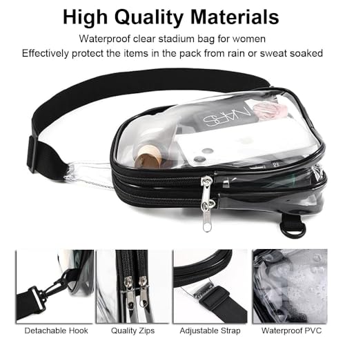 Clear Stadium Approved Bag for Sports Events and Concerts - Adjustable Crossbody Fanny Pack