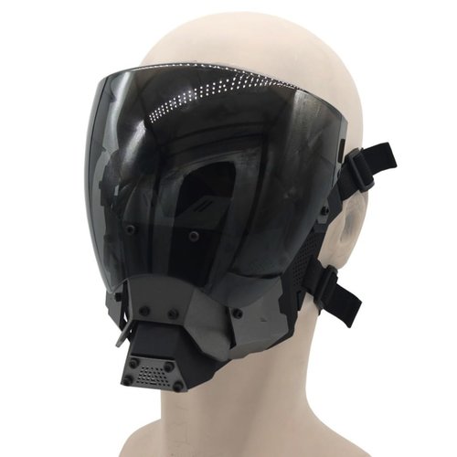 HSAPAZD Tactical Punk Mask Sci-fi Functional Wind Mechanical Role-Playing Mask Half Helmet Technology Sense Paintball Firearms Outdoor Skiing Anti-Fog Goggles CS War Game Protective Equipment