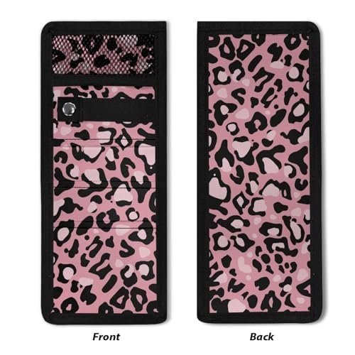Leopard Print Pocket Protector for Lab Coat - Portable Nurse Organizer Bag (Leopard Print-Pink)
