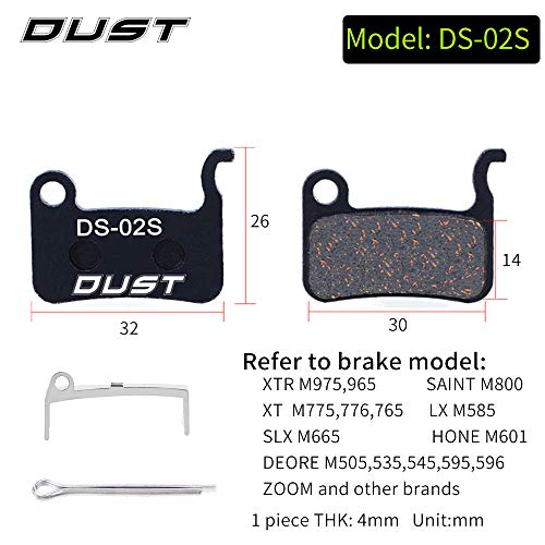 Bike Disc Brake Pads Set for Shimano & SRAM - Semi-Metallic, 4 Pairs + Tool