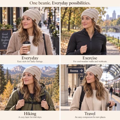 Unisex Ivory Cable Knit Beanie Hat - Thick, Soft & Warm Chunky Winter Accessory